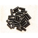 Fil 39cm 29pc env - Perles de Pierre - Onyx noir Colonnes Tubes 13x4mm 