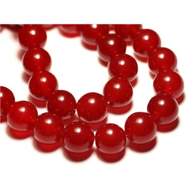 Fil 39cm 27pc env - Perles de Pierre - Jade Boules 14mm Rouge 