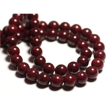 Fil 39cm 68pc env - Perles de Pierre - Jade Boules 6mm Rouge Bordeaux 