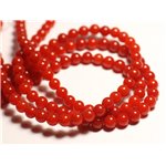 Fil 39cm 60pc env - Perles de Pierre - Jade Boules 6mm rouge orange capucine 