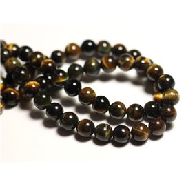 Thread 39cm 62pc approx - Stone Beads - Tiger Eye and Falcon Balls 6mm 