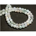 Fil 39cm 90pc env - Perles de Pierre - Agate Boules facettées 4mm blanc bleu turquoise gris 