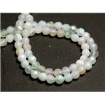 Fil 39cm 90pc env - Perles de Pierre - Agate Boules facettées 4mm blanc bleu turquoise gris 