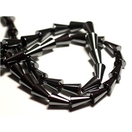 Filo 39 cm 32 pz circa - Perline di pietra - Coni di ematite 12x8 mm 