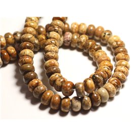 Thread 39cm 80pc approx - Stone Beads - Beige Landscape Jasper 8x5mm Rondelles 