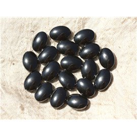 Thread 39cm approx 25pc - Stone Beads - Hematite Oval 14x10mm 