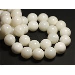 Fil 39cm 27pc env - Perles de Nacre blanche translucide Boules 14mm 