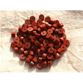 Fil 39cm 180pc env - Perles de Pierre - Jaspe Rouge Rondelles Heishi 4x2mm 