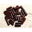 Fil 39cm 29pc env - Perles de Pierre - Jaspe Rouge Poppy Tubes 13x4mm 