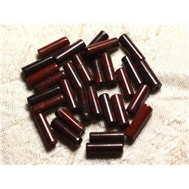 Rijg 39cm ca 29st - Stenen kralen - Red Jasper Poppy Tubes 13x4mm 