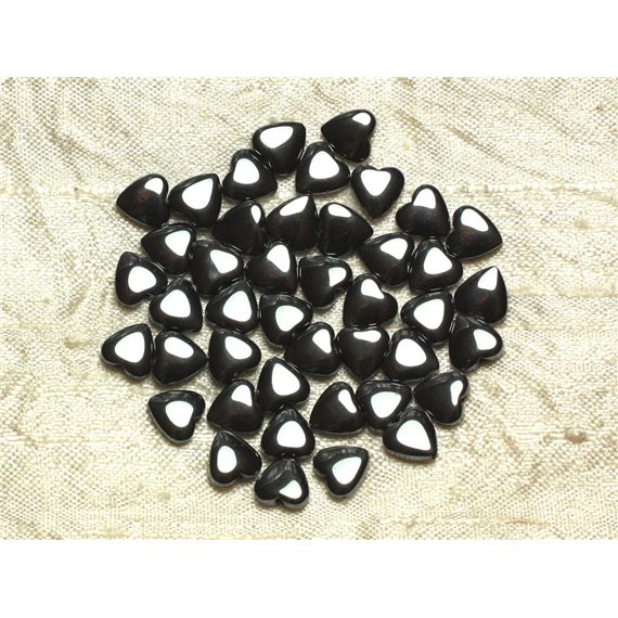 Fil 39cm 72pc env - Perles de Pierre - Hématite Coeurs 6mm 