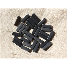 Filo 39 cm circa 30 pz - Perline di pietra - Tubi rettangolari in ematite 13x4 mm 