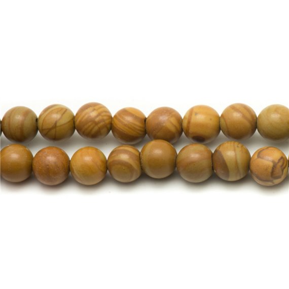 Fil 39cm 26pc env - Perles de Pierre - Jaspe Bois Boules 14mm 