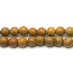 Fil 39cm 26pc env - Perles de Pierre - Jaspe Bois Boules 14mm 