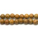 Fil 39cm 31pc env - Perles de Pierre - Jaspe Bois Boules 12mm 