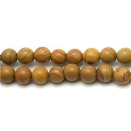 Thread 39cm 31pc approx - Stone Beads - Jasper Wood Balls 12mm 