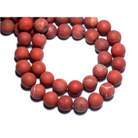 Thread 39cm approx 97pc - Stone Beads - Frosted Matte Red Jasper Balls 4mm 