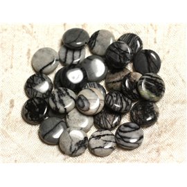 Thread 39cm 31pc approx - Stone Beads - Zebra Jasper Palets 12mm 