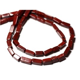 Filo da 37 cm circa 46 pezzi - Perline di pietra - Rettangoli cubici diaspro rosso 5-8 mm - 8741140012882 