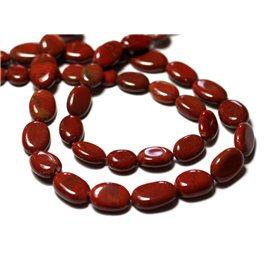 Thread 36cm 31-39pc approx - Stone Beads - Red Jasper Oval Olives 7-12mm - 8741140012721 