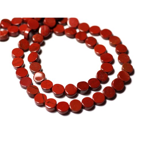 Fil 33cm 57pc env - Perles de Pierre - Jaspe Rouge Palets 5-6mm - 8741140012790 