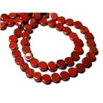 Fil 33cm 57pc env - Perles de Pierre - Jaspe Rouge Palets 5-6mm - 8741140012790 