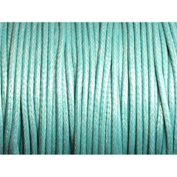 Bobine 90 mètres - Fil Cordon Coton Ciré 2mm Bleu Turquoise 