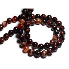 Thread 39cm 37pc approx - Stone Beads - Red and black agate 10mm balls 