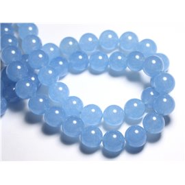 Hilo 39cm 26pc aprox - Cuentas de Piedra - Bolas de Jade 14mm Azul Cielo