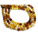 Fil 39cm 94pc env - Perles de Pierre - Agate Boules facettées 4mm Multicolore Jaune Orange Ocre 