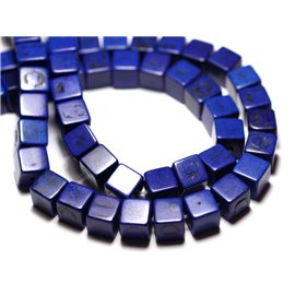 Thread 39cm 49pc approx - Synthetic Turquoise Stone Beads Cubes 8mm Midnight blue 