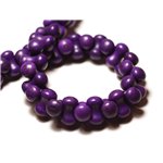 Fil 39cm 67pc env - Perles de Pierre Turquoise Synthèse Os Osselets 14x8mm Violet 