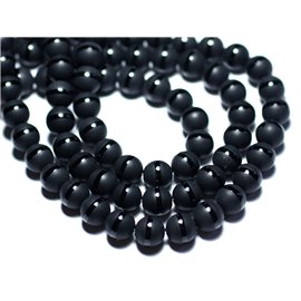 Faden 39cm ca. 64pc - Steinperlen - Mattierte Onyx Line Balls aus gefrorener Matte 6mm