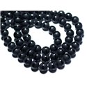 Fil 39cm 38pc env - Perles de Pierre - Onyx noir Mat givré Ligne Boules 10mm 