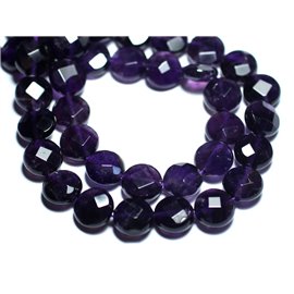 Thread 39cm approx 39pc - Stone Beads - Amethyst Faceted Palets 10mm 