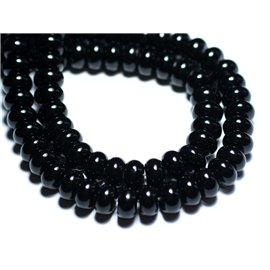 Thread 39cm 80pc approx - Stone Beads - Black Onyx Rondelles 8x5mm 