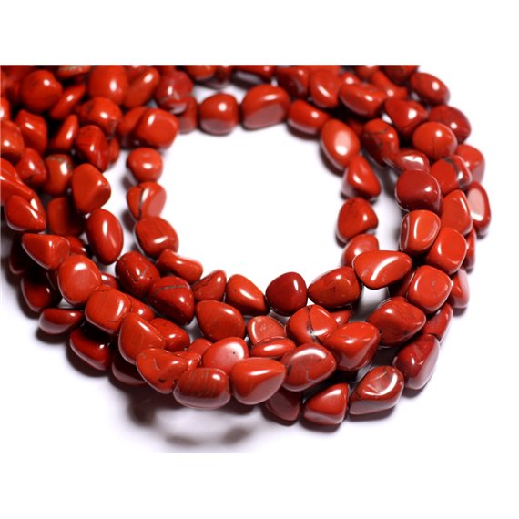 Fil 39cm 44pc env - Perles de Pierre - Jaspe Rouge Nuggets 6-9mm 