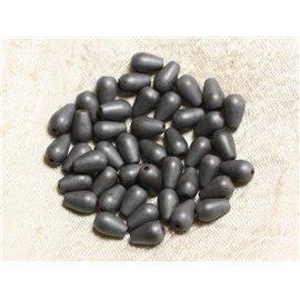 Thread 39cm 42pc approx - Stone Beads - Matte Hematite Drops 9x6mm 