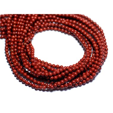 Fil 39cm 170pc env - Perles Pierre - Jaspe Rouge Boules 2mm Rouge Marron Brique