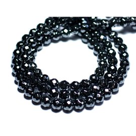 Thread 39cm approx 63pc - Stone Beads - Hematite Faceted Balls 6mm 