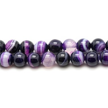 Fil 39cm 37pc env - Perles de Pierre - Agate Violette Boules 10mm 