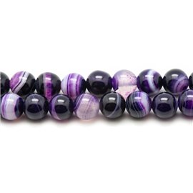 Hilo 39cm 37pc aprox - Cuentas de Piedra - Bolas de Ágata Violeta 10mm 