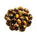 Fil 39cm 27pc env - Perles de Pierre - Oeil de Tigre Gouttes 14x10mm 