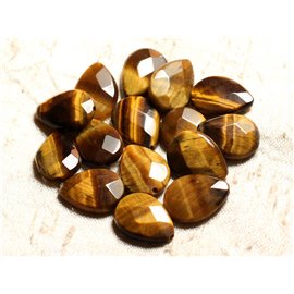 Faden ca. 39cm 22pc - Steinperlen - Tiger Eye Facettierte Tropfen 18x13mm 