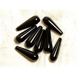 Thread 39cm 13pc approx - Stone Beads - Long black onyx Drops 30x10mm 