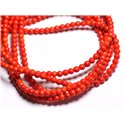 Fil 39cm 92pc env - Perles de Pierre Turquoise Synthèse Reconstituée Boules 4mm Orange 