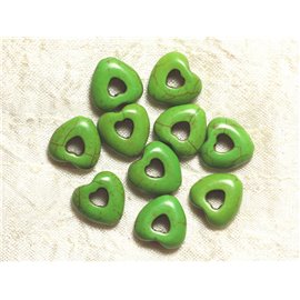 Hilo 39cm aprox 25pc - Cuentas de piedra turquesa Síntesis reconstituida Corazones Entorno 15mm Verde 