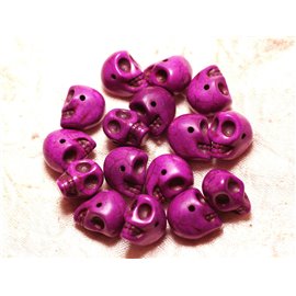 Thread 39cm 36pc approx - Synthetic Turquoise Stone Beads Skulls 14x10mm Purple Pink 