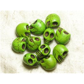 Hilo 39cm 21pc aprox - Cuentas de Piedra Turquesa Sintética Calaveras 18x14mm Verde 