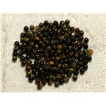 Fil 39cm 190pc env - Perles de Pierre - Oeil de Tigre et Faucon Boules 2mm 